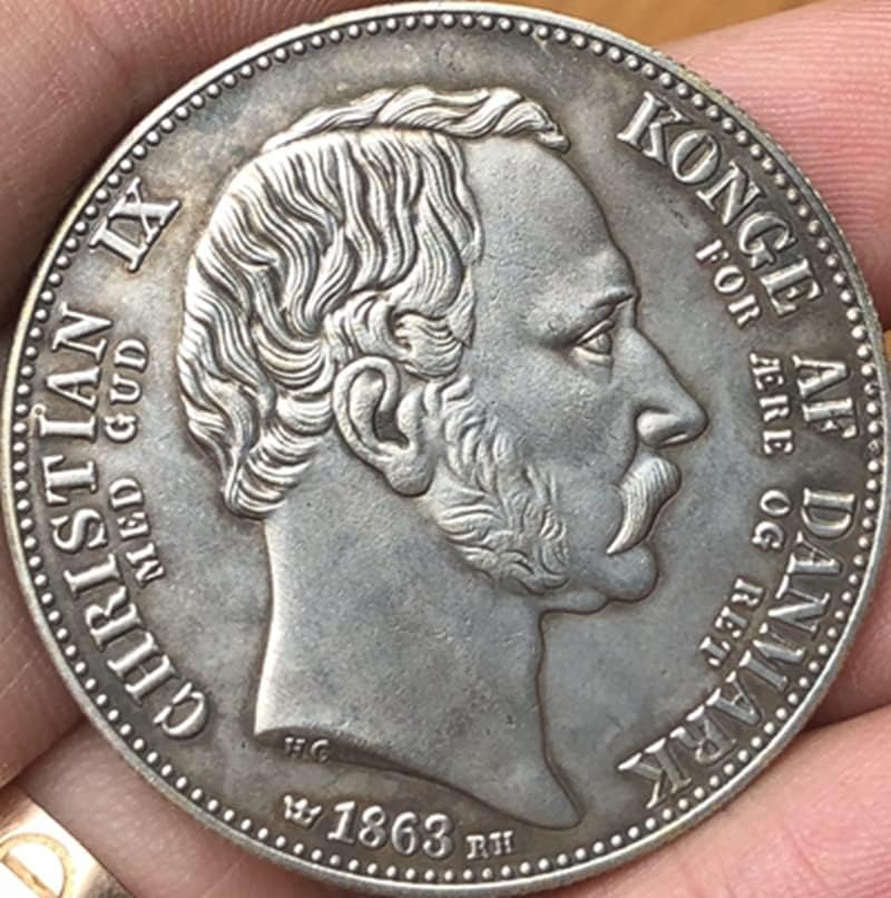 1863 Danski novčići bakarni srebrni antikni novčići sa strane kovanica kovanica kovanica