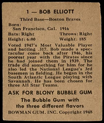 1948 Bowman 1 Bob Elliott Boston hrabri dobre hrabre