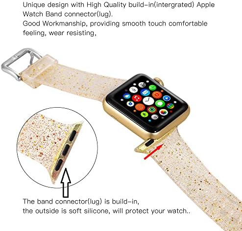Kompatibilan sa Apple Watch Band 38mm 40mm 41mm, Vaga Blizanci Glitter Bling silikonski zamjenski pojas