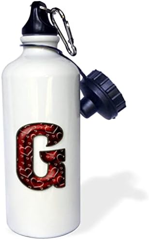 3Droza Prilično duboko crveno clear Clear Hearts Monogram inicijal G - boce za vodu