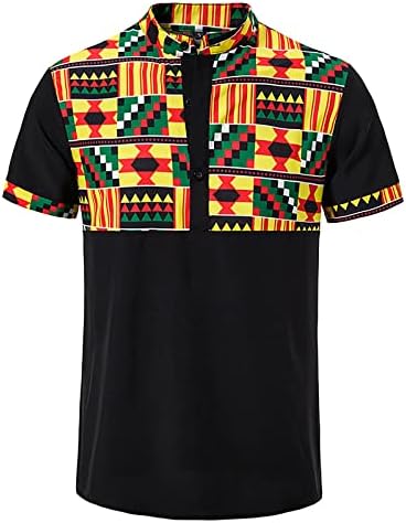 WENKOMG1 muške majice s afričkim printom proljeće ljeto vrhovi vanjski kratki rukavi majice labave sportske