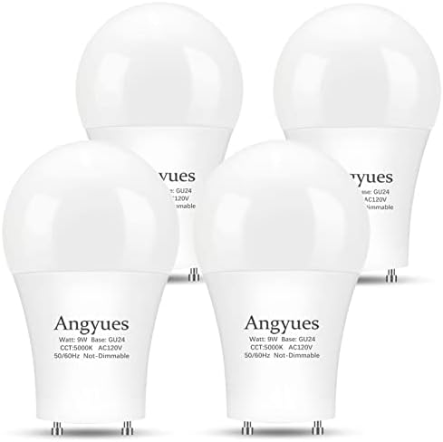 Angyues GU24 LED sijalica, A19 LED Sijalice 9W ekvivalentne 80watt Daylight bijele 5000k plafonske ventilatorske