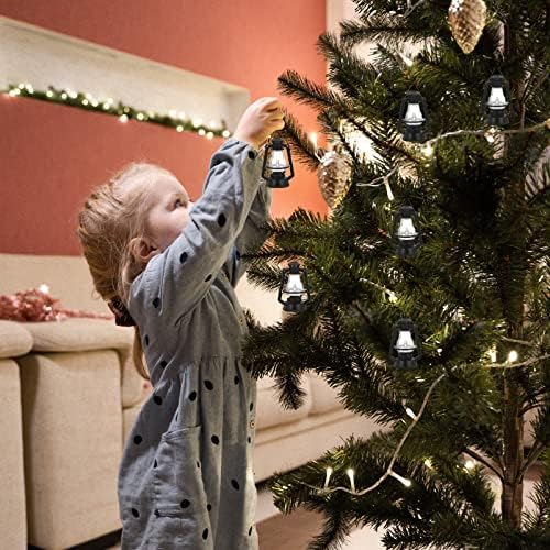 Yardwe Hist Supplies Božićno stablo Viseći ukrasi: 10pcs Mini vintage kerosenska svjetiljka Xmas stablo