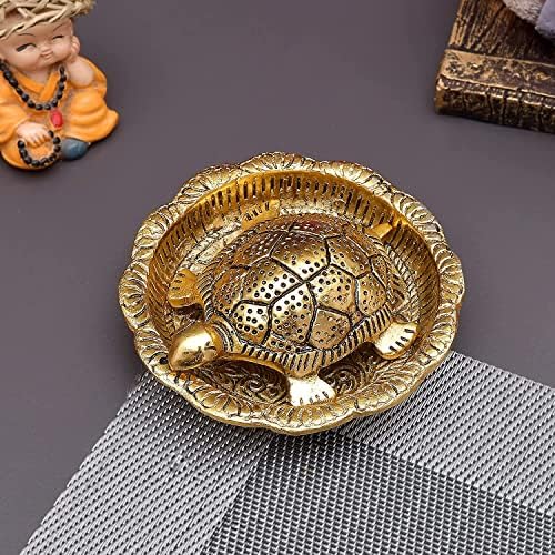 Laxmi Craftvastu Feng Shui Gold Metal Tortoise / Kachua / Turtle sa zlatnom pločom za Goodluck i karijernim