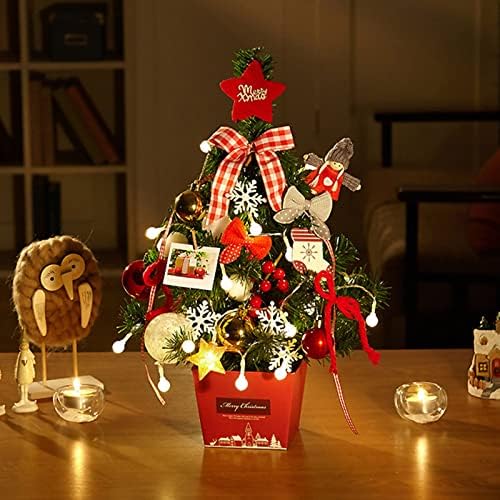 Edgy Crveno užareno božićno ukrašavanje Božićne ukrase Kućna zabava Dekor Table LED stol mini božićno drvce Božićni užareni ukras ručno izrađen