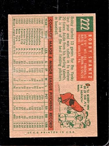 1959 TOPPS # 222 Bobby Shantz Exmt Yankees