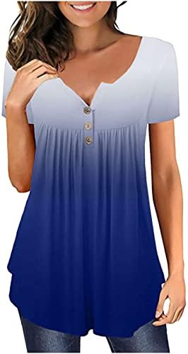 Retro uzorak tunike Tops za žene labave kroja Sakrij stomak masti T-Shirt ljeto Casual kratki rukav dugme