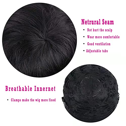 Crna Pixie kroj perika za crne žene kratka perika od sintetičkih vlakana valovitog kroja i slojevite teksture