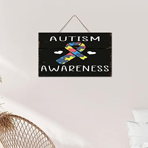 Ovjesnost autizma PLASLENI komad drvena ploča potpisuje inspirativno polica Početna DECOR DRVENOG PLAKA ŽIVOT Antikni autistička podrška MOM pokloni Drvena ploča za spavaće sobe 6x10 inča