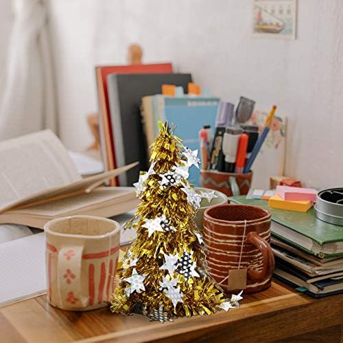 Nuobesty 4pcs tabletop božićno drvce Mini Tinsel stabla umjetna obala Xmas Trees Desktop ukras za kamin uredski dekor