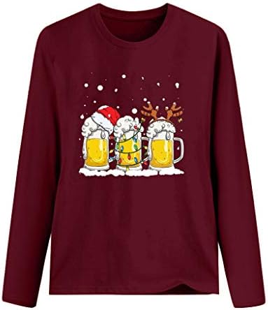 Ženski božićni vrhovi grafički tiskani majica s dugim rukavima za odmor casual labavo pulover duks Xmas majica