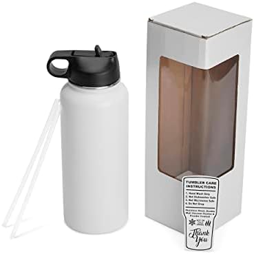 Makerflo Hydro praškasti presvučeni, boca sa drškom, dvostruki zid od nehrđajućeg čelika, BPA besplatni obični tumpovi, 25 kom putne tikvice sa poklopacnim poklopcem i slamom