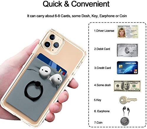 Držač caszona za povratak telefona s prstenom, držač kreditne kartice mobitela na papir za novčanik [5 u 1 RFID blokiranje + petlja za prianjanje prsta + magnetski + džep + kickstand] za većinu pametnih telefona