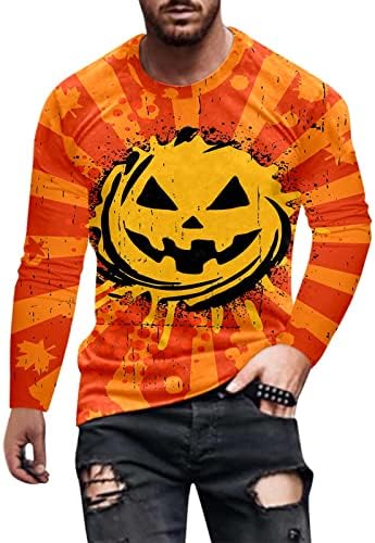 Xxzy Halloween Muške majice Muškarci Halloween Koštanska sitnica T Majica Bluza Dugi rukav Okrugli vrat Tors T Opremljene majice