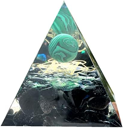 Bespone ručno rađene orgone piramide za pozitivnu energiju Malachit sa obsidijskim kristalnim iscjeljenjem kamenja Orgonitski poklon za ukrašavanje doma