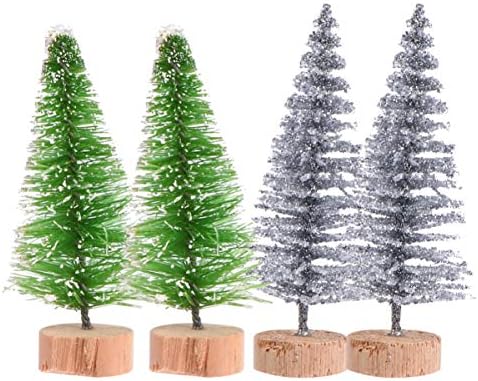 SOIMISS božićni dekor 24pcs tabletop mini božićno drvce mini sisal stabli Pine Tree Minijaturni snijeg Mini stablo s drvenom bazom za ukras stola Božić Dekor drveta