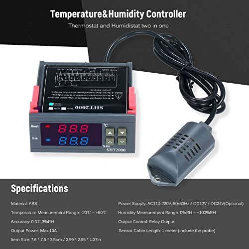 Xixian Digital Digital Temperatura i kontroler vlage Termoregulator Thermostat Humidistat Therometer Higrometar