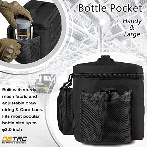 DBTAC taktička kutija za ručak, velika izolirana torba za ručak odgovara 12-limenkama sa džepom za boce sa vodom | Propušteni ručak Cooler Tote za EDC radne putovanja | Soft & Sklopivi lagano čisti obloge x2, crni