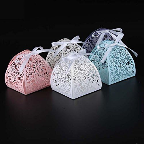 Saitec ® New 50pcs Cvjetni vjenčani pogon za vjenčanje i pokloni Laser Cut Candy Box Poklon kutija Domaćin događaja