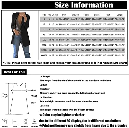 Overmalne žene čvrste otvorene prednje džepove Cardigan Formalno odijelo za bluze s dugim rukavima