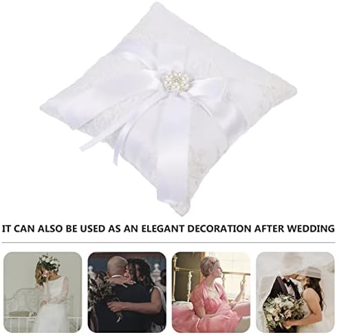 Kesyoo vjenčanje dekoracije Pearl Rings Lace Vintage vjenčani prsten jastuk: prsten nosilac jastuk saten