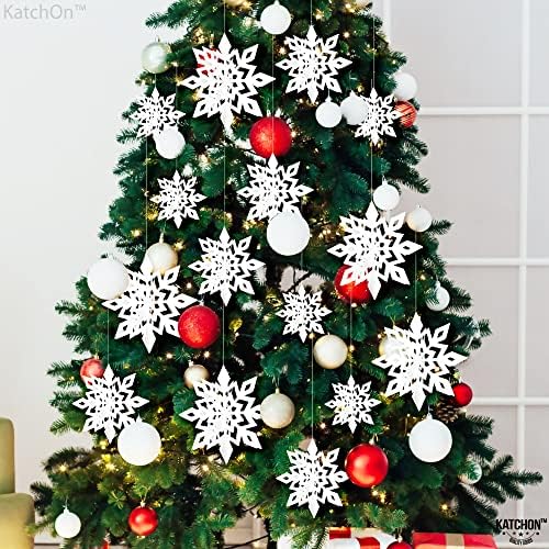 Veliki, Božićni viseći ukrasi za pahulje - paket od 15 | Bijeli pahuljici Božićne ukrase | Božićni viseći
