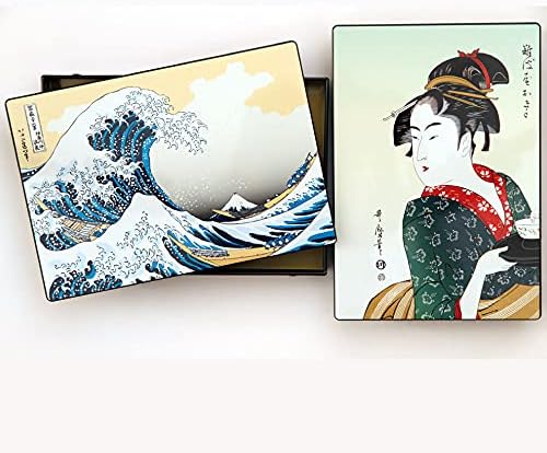 Japanski kanister 2 kutije SET [Ukiyoe-talas & Japanka] Trg tin iz Japana / japanski čaj KIMIKURA
