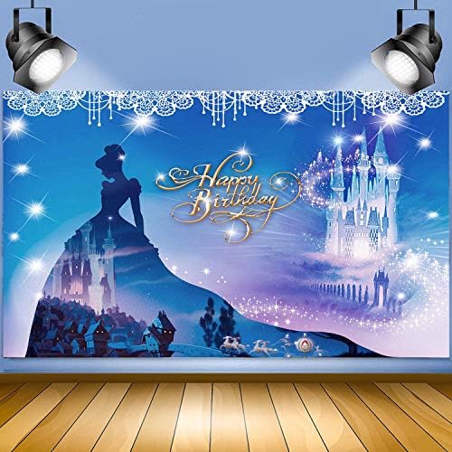Plava djevojka pozadina za Happy Birthday Party Dekoracije FHZON 6x6ft Fantasy Castle Lace zgrade sjajna
