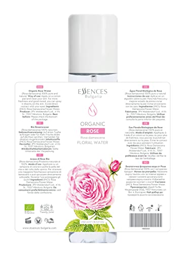 Esencije Bugarska / organska ruža cvjetna voda 8.5 Fl oz / 250ml / Rosa damascena | čista i prirodna | Anti-Age osvježavajuća ljepota magla / bez alkohola | sredstvo za uklanjanje šminke | hidratacija | Vegan
