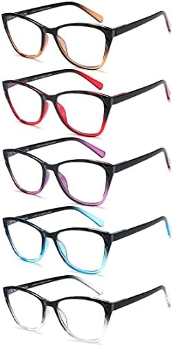 YTDBNS 5-Pack Cat Eye naočare za čitanje plavo svjetlo blokirajuće naočare sa opružnim šarkama naočare protiv