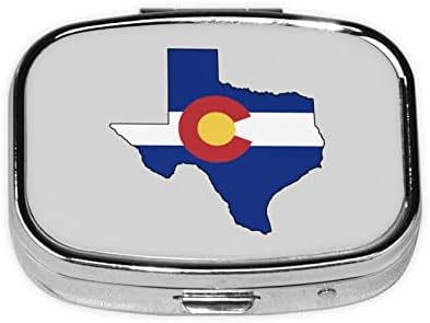 Zastava Kolorada Texas Outline Square Mini Pill Case Organizator Putnih Lijekova Prijenosni Pretinci Metalna