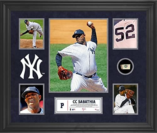 CC Sabathia New York Yankees uokvirila je 5-foto kolaž sa komadom kuglice za igru ​​- MLB playe plaketi