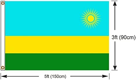 Proizvođač Stormflag Ruanda Zastava 3x5ft Poliester 90G sa mesinganim grombotama i dvostrukim ušivenim