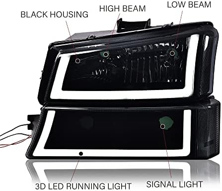 G-PLUS LED DRL farovi, kompatibilni sa 2003 2004 2005 2006 Chevy Silverado 1500/1500 HD/2500 HD/3500 Branik