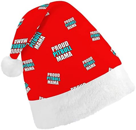 Ponosan Pitbull mama Funny Božić šešir Santa Claus kape kratki pliš sa bijelim manžetama za Božić odmor