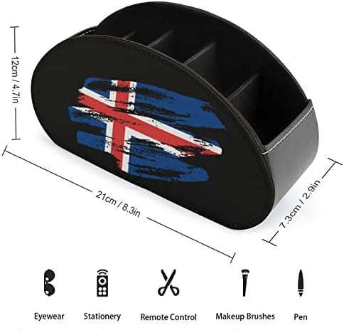 Vintage Icelander Zastava držač za daljinsko upravljanje PU kožna TV daljinska kutija za odlaganje sa 5