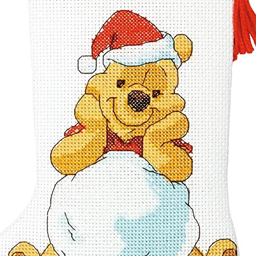 Dimenzije Winnie The Pooh Božić čarapa broje krst šav Kit za početnike, 14 računati bijele Aida krpom, 10