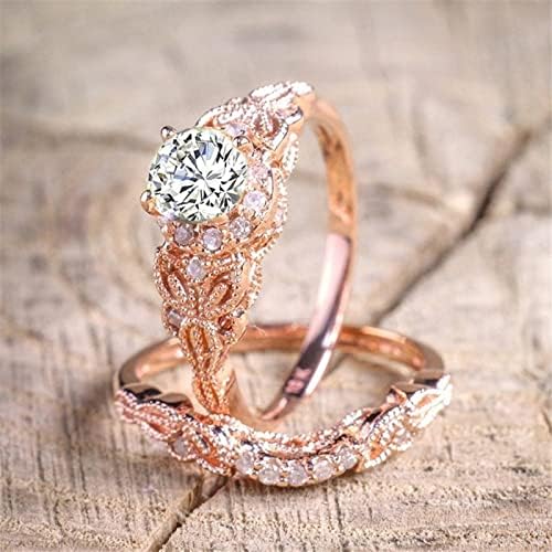 2023 Novi prstenovi ružili zlato umetnuli kružni cirkon leptir postavljen za odustajanje za žene gore-dolje