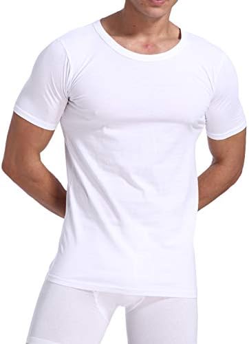 Comfneat muške 6-Pak nevidljive uvećane kragne potkošulje od 100 posto pamuka udobne majice za vrat posade