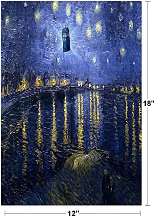 Smiješna Zvjezdana noć Van Gogh leteća policijska kutija Poster Zvjezdana noć preko Rone parodija Humor