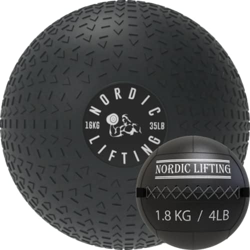 Nordic Lifting Slam Ball 35 lb paket sa zidnom loptom 4 lb