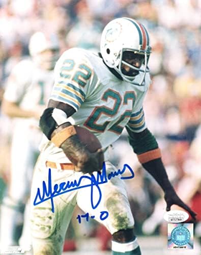 Eugene Mercury Morris Autographing Miami Delphins 8x10 photo W / 17-0 JSA svjedok - autogramirane NFL fotografije