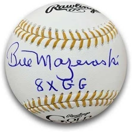 Bill Mazeroski autogramirani zvanični zlatni rukavi za bejzbol upisali '8x gg' - autogramirani bejzbol