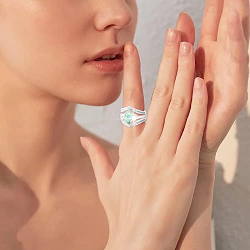 3pcs tirkizne prstenove žene Ženske sterling srebrne cirkon Postavljanje prstena Klasični dijamantni prstenovi