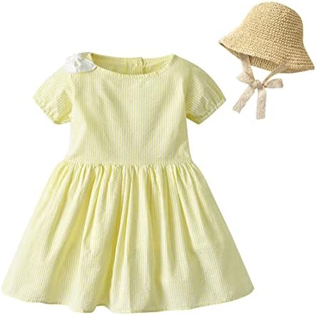 KAGAYD djevojke princeza obući djecu dijete djevojčice proljeće ljeto čvrsti pamuk kratki rukav princeza haljina šešir Odjeća