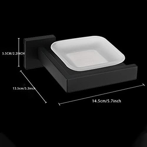 TBFL Crno sapun od sapuna, 304 držač sapuna od nehrđajućeg čelika i zamrznutog stakla, odvojiva košara sapuna