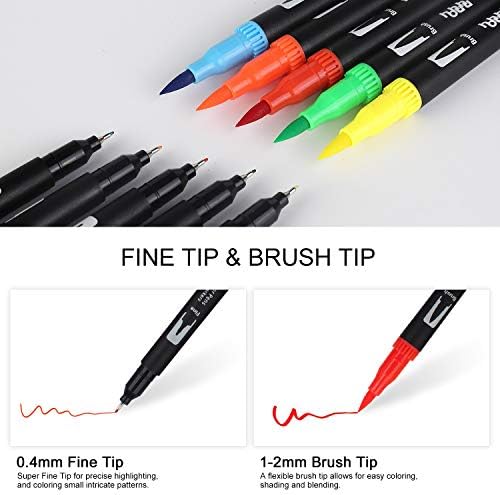 36 Colors Dual Tip Brush Pens Highlighter Art Markers 0.4mm Fine Liner –  hhhouu