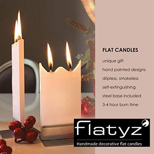 Flatyz ručno obojena ravna svijeća | bez mirisa, bez kapanja, bez dima, dekorativna | koralj, zvijezda i