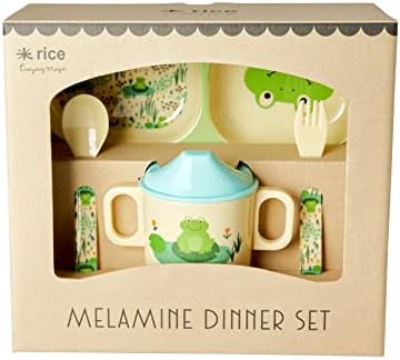 Riža od riže | Melaminska večera set za djecu | Frog Print | Perilica posuđa sigurna | Set za hranjenje