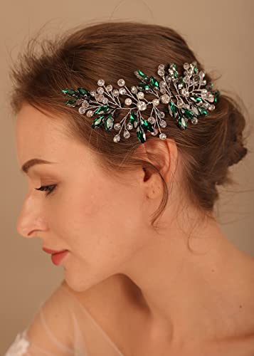 Denifery Pink Crystal Headpiece Bridal hair Piece Rose Opal Crystal Wedding hair piece Opal Bridal Hairband